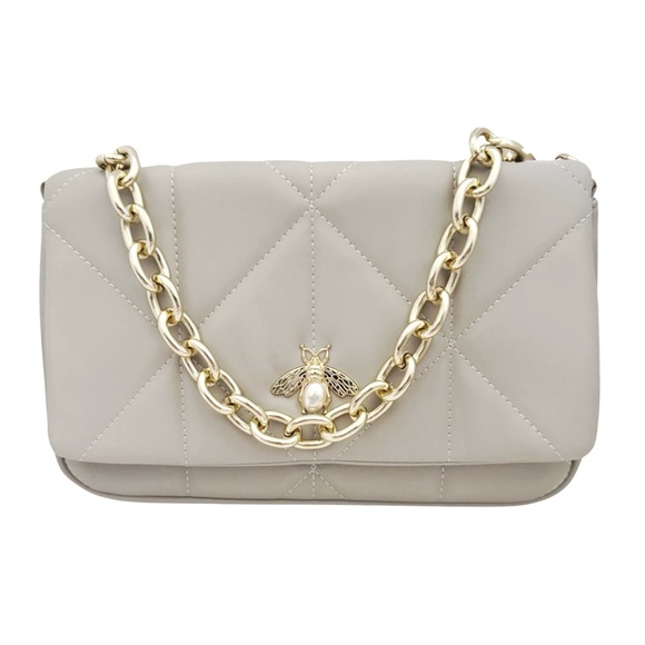 UNIBELLA • Grey Quilted Crossbody Handbag Removable Strap Shopping Travel Bag - Picture 7 of 9